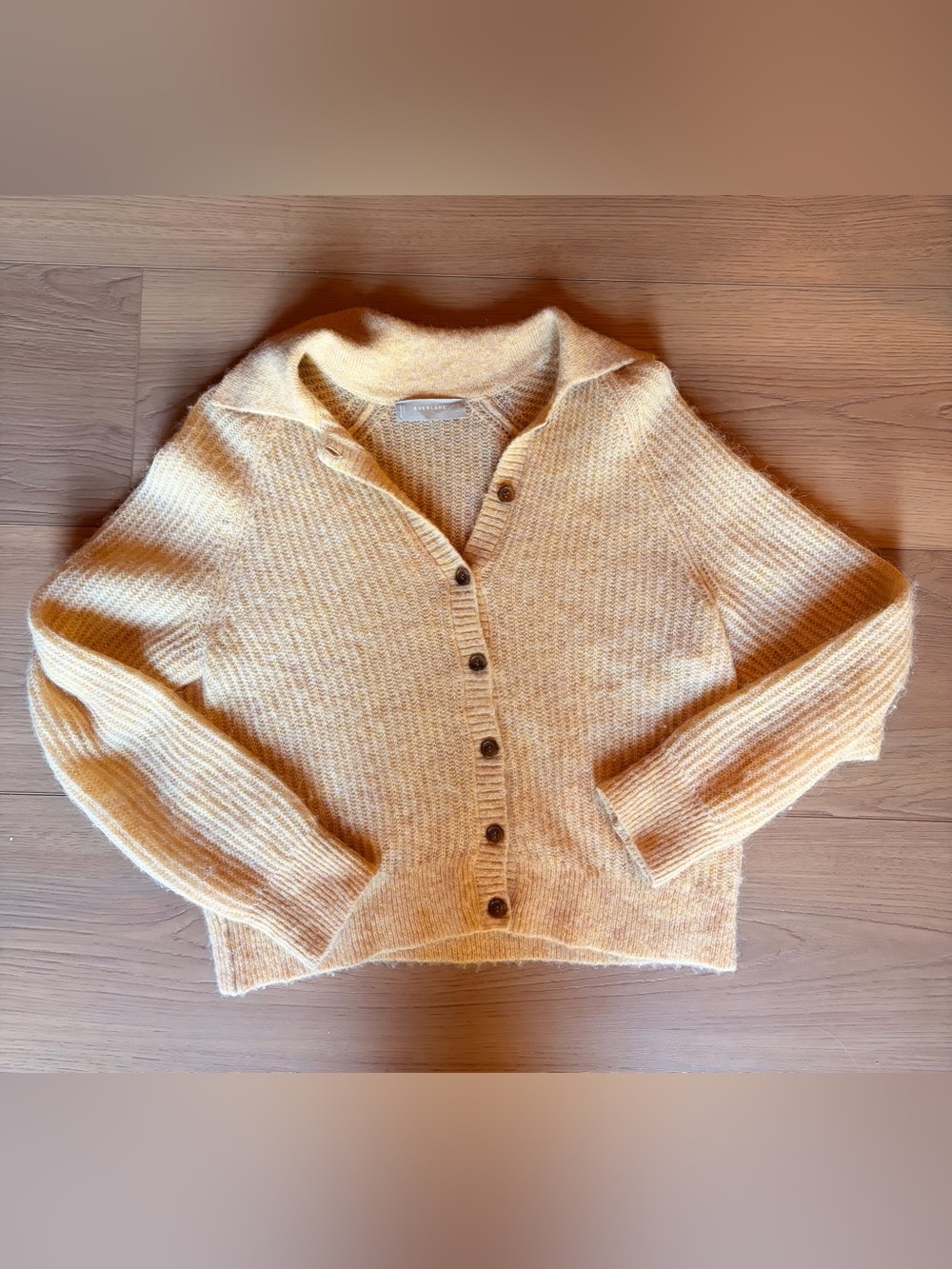 Everlane Alpaca Collar Cardigan Butter Yellow
